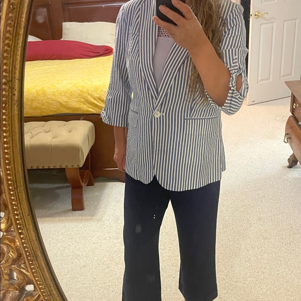 Elle Blue & White Striped Women's Blazer